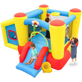 WellFUNTIME bounce house front view shows spacious play area for two kids