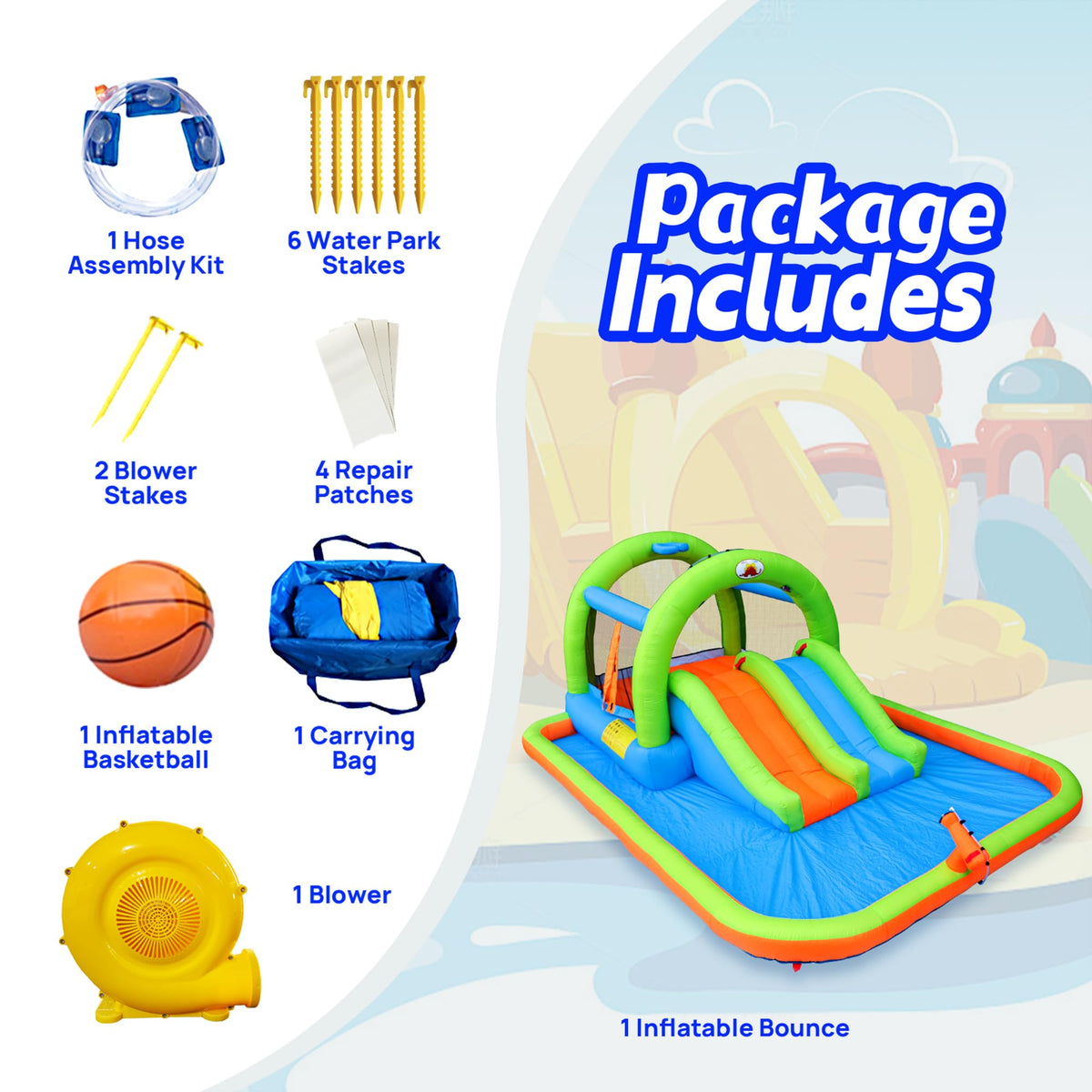 WellFuntime double slides provide thrilling splash landings for kids' outdoor parties