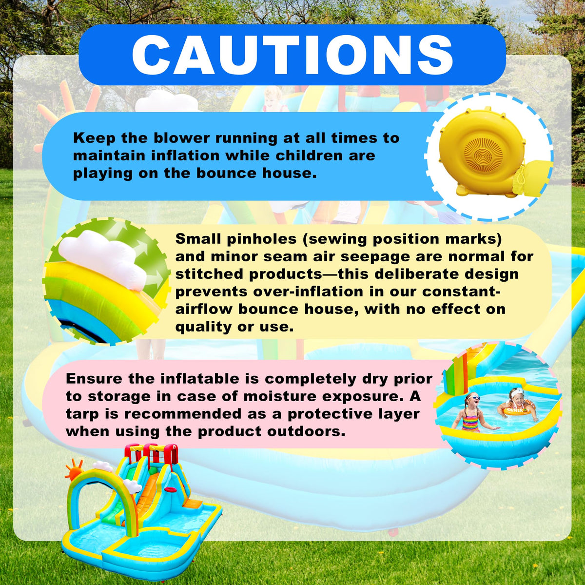 WELLFUNTIME large family-friendly inflatable park for backyard gatherings.