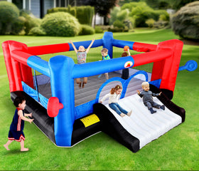 WELLFUNTIME ground stakes secure the castle on grass or pavement