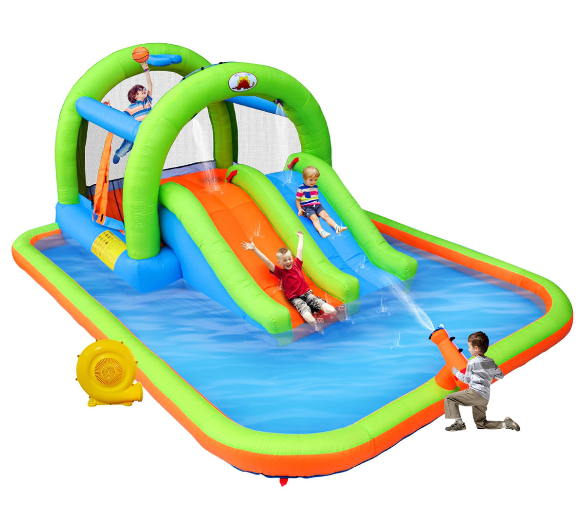 WellFuntime inflatable 2-in-1 water slide bouncy castle for backyard fun and active play