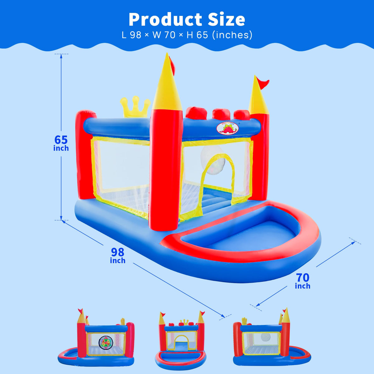 WELLFUNTIME inflatable castle folds for easy storage after play