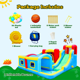 WELLFUNTIME blower inflates the castle in minutes for ready fun.