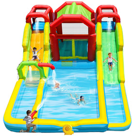 WELLFUNTIME inflatable water park dual slides for backyard fun