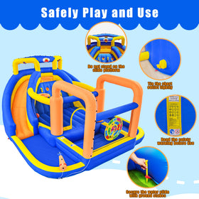WellFuntime inflatable water slide climbing wall offers coordinated activity for active kids.