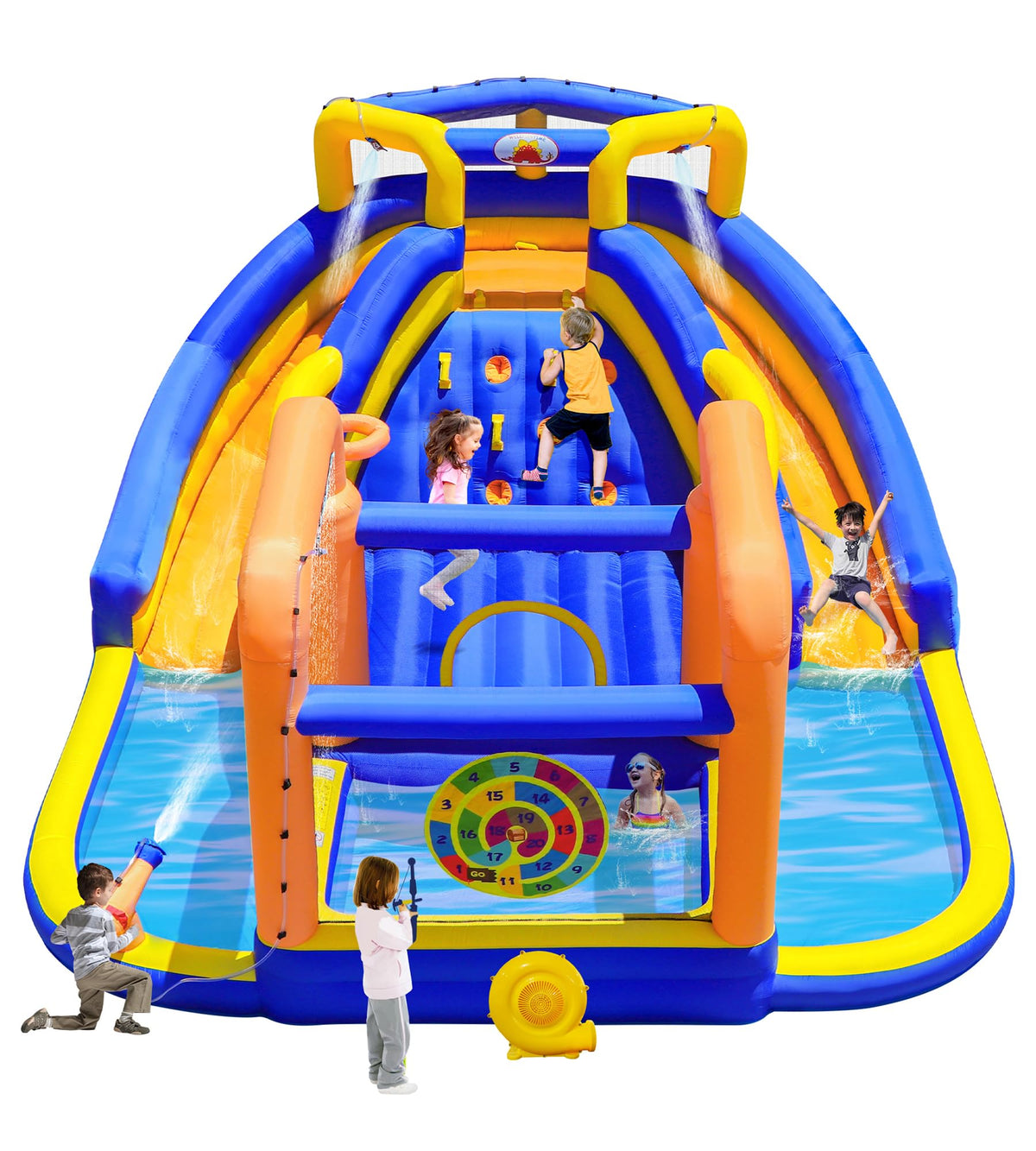 WellFuntime inflatable water slide main view for kids' outdoor play.