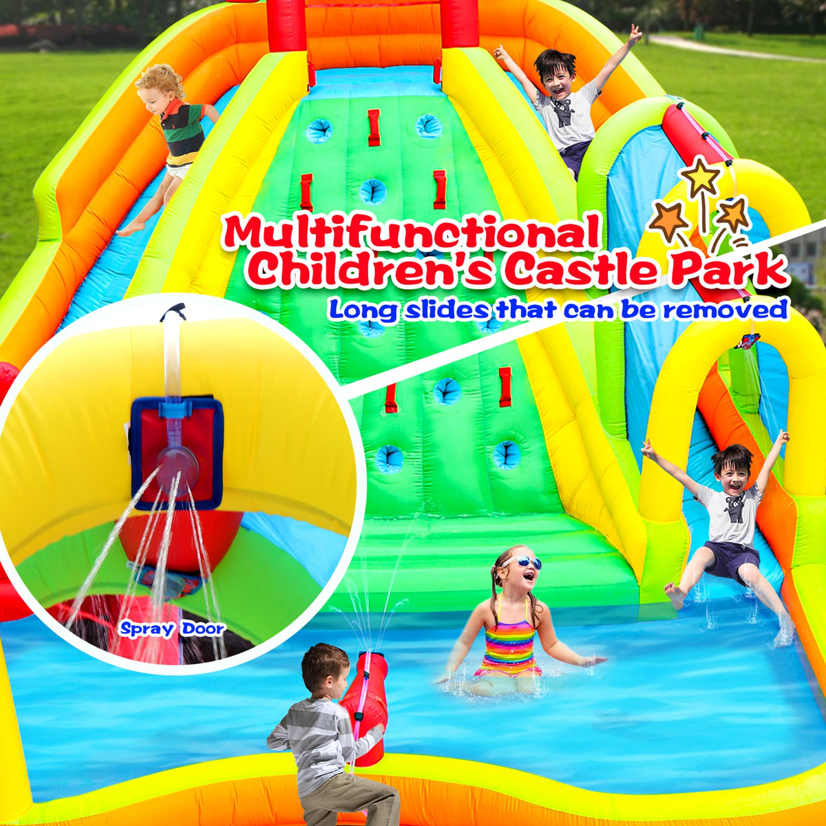 WELLFUNTIME jumping castle with air blower enabling quick setup and safe play