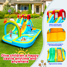 WELLFUNTIME rainbow water curtain arch adds colorful splash to playtime.