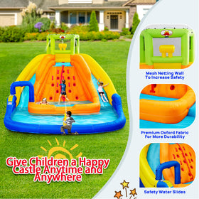 WellFUNTIME water slide splash pool offers deep landing area for splashy fun.