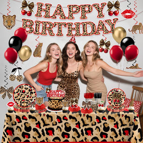 Wellspar cheetah plates, napkins, and cups create an all-in-one party spread.