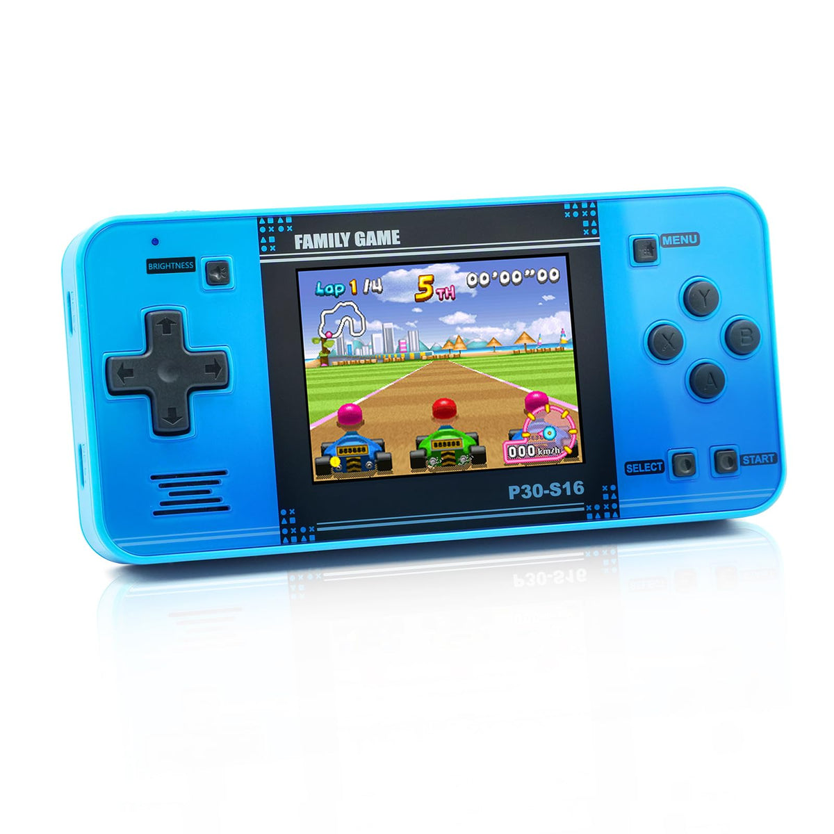 WELLST·G handheld game blue front view; kid-friendly design supports comfortable grip for playtime.