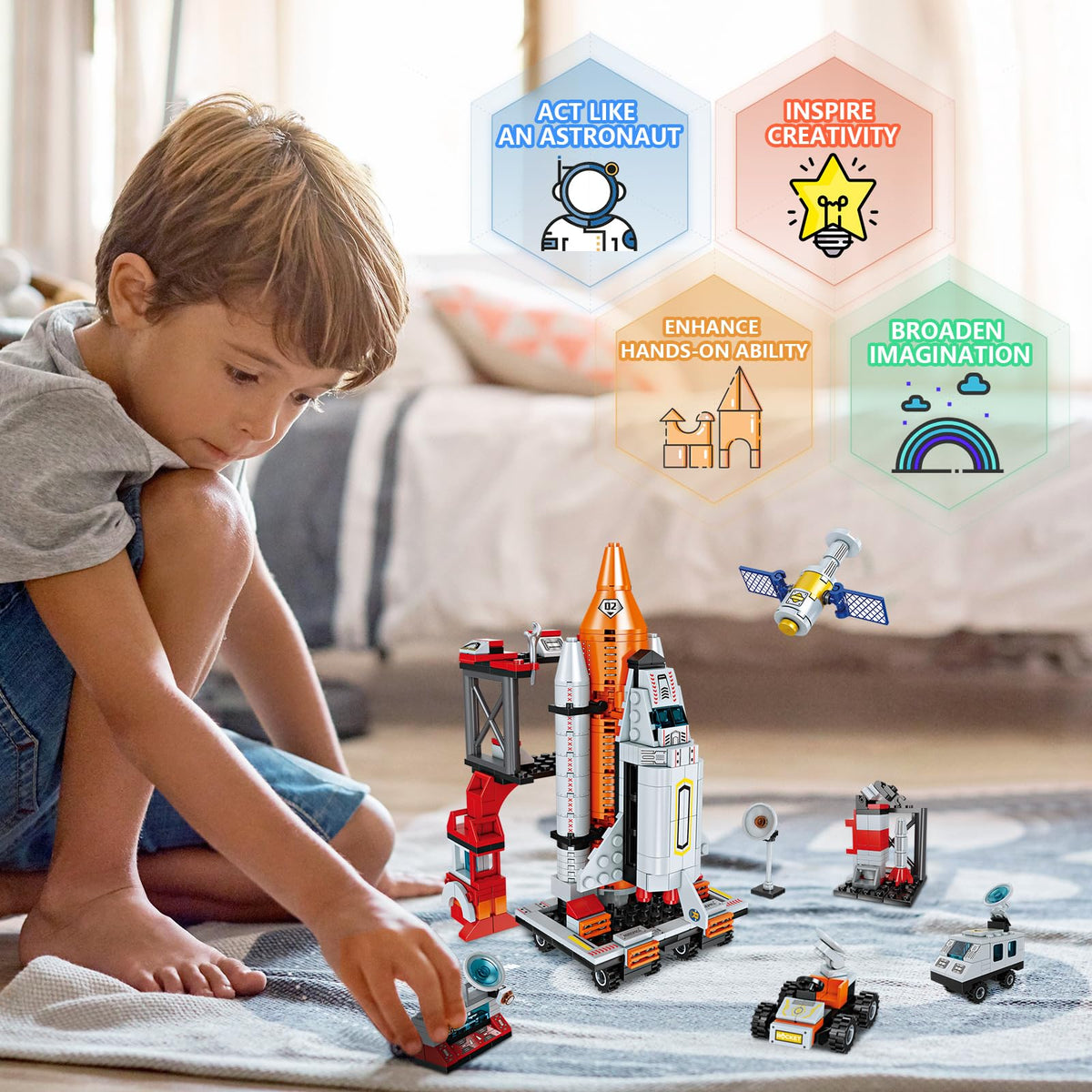 WEMEMORN Space Exploration Shuttle sticker sheet adds vibrant detail to builds.