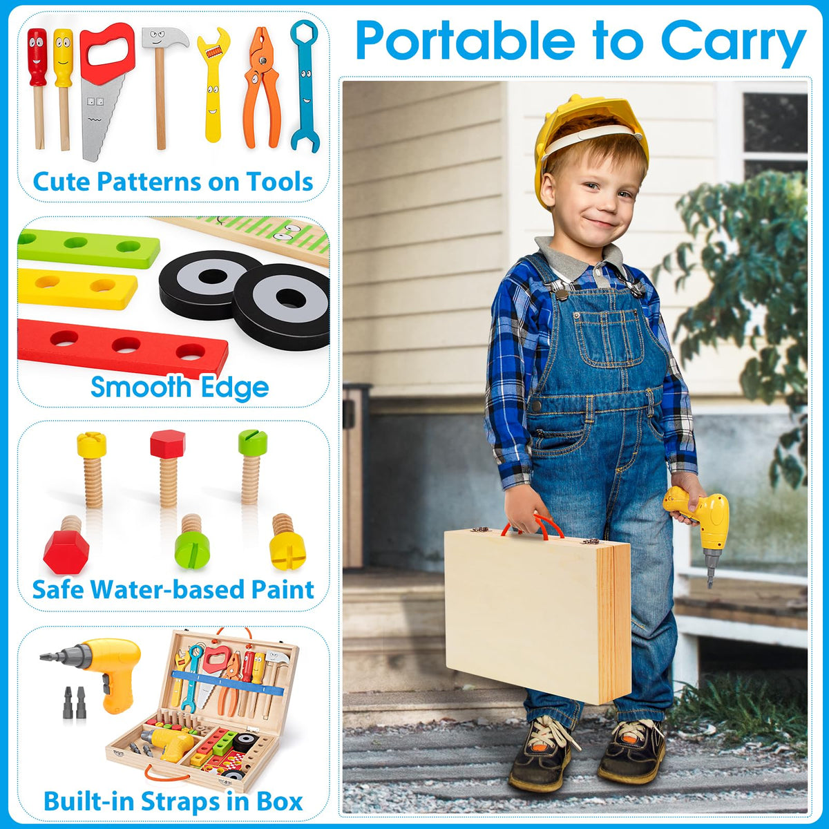 WEMEMORN wooden building blocks wheels bolts and nuts for hands-on construction