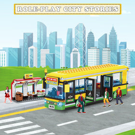 WEMEWEME City Bus bus stop platform creates a mini-city scene.
