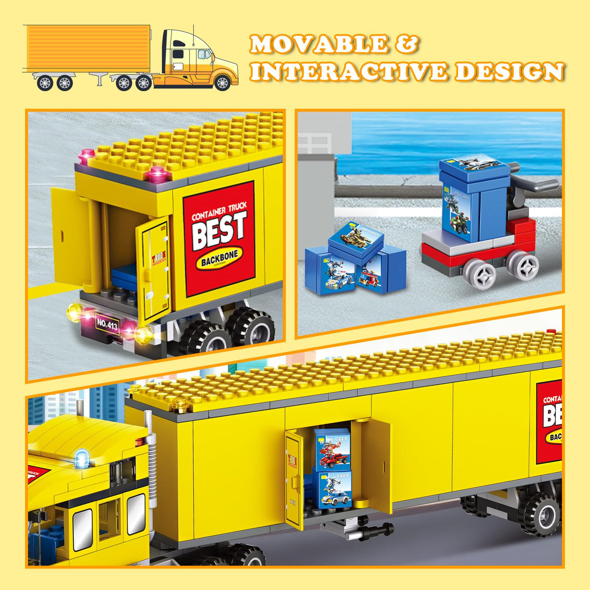 WEMEWEME City Delivery Truck lego-compatible for seamless set expansion.