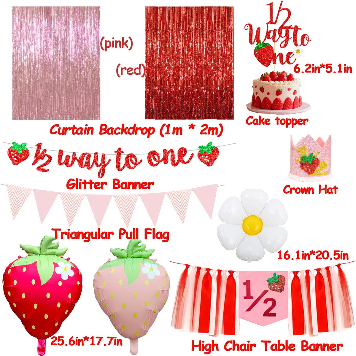 Wenioerz strawberry balloon set adds festive color and celebration energy.