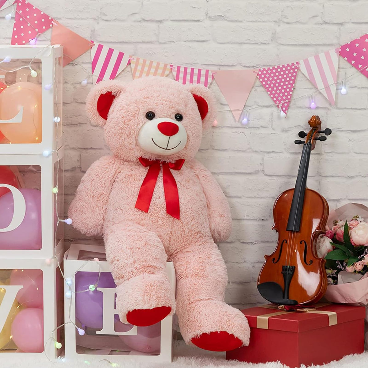 WENMOTDY bear red ear nose foot details highlight playful character and soft texture.