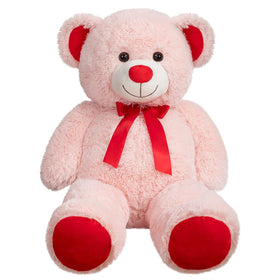 WENMOTDY BigTeddy bear 36inch pink front view for cozy cuddling and decorative charm.