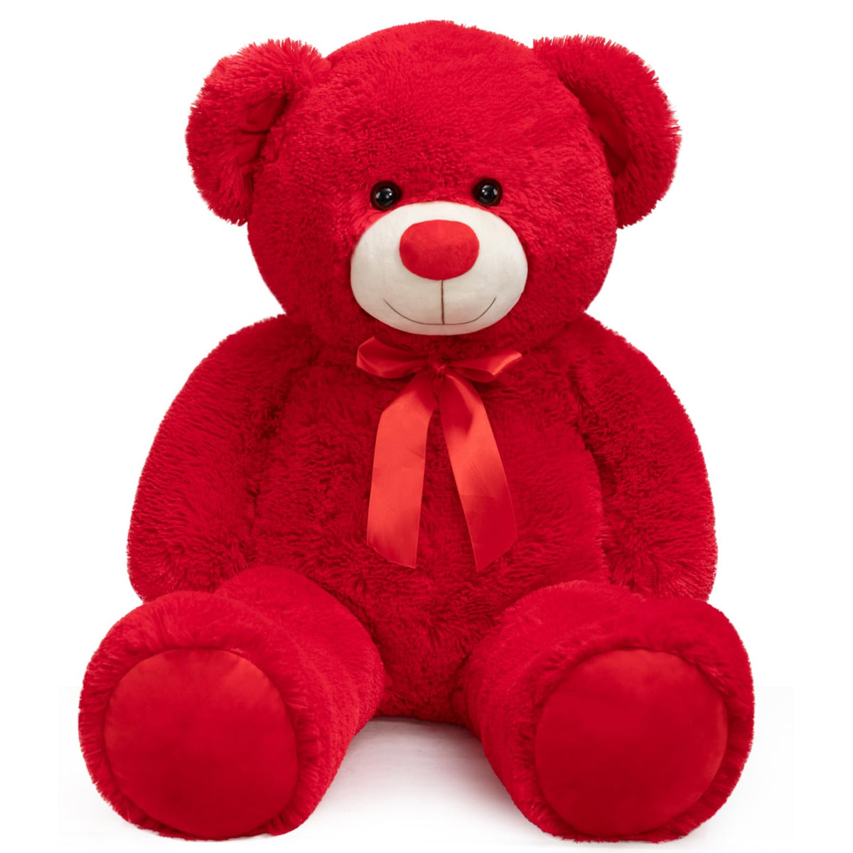 WENMOTDY giant teddy bear with red bow, a cozy cuddle partner.
