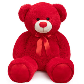 WENMOTDY giant teddy bear with red bow, a cozy cuddle partner.