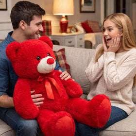 WENMOTDY teddy bear close-up showing soft plush and red accents.