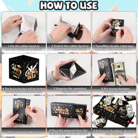 WenmthG money gift inside box indicates surprise and joyful cash reveal.