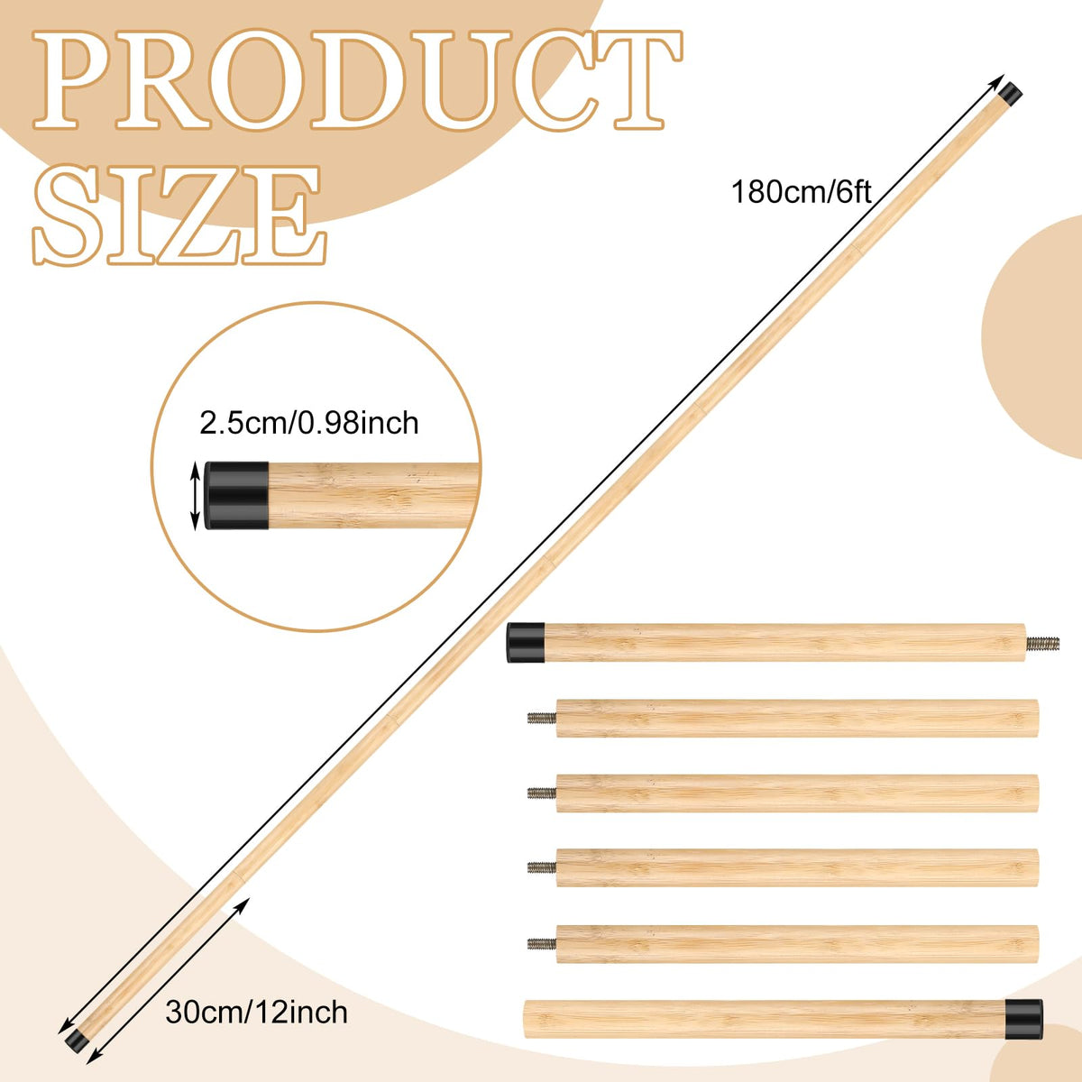Wenqik bamboo limbo poles with six sections for easy storage.
