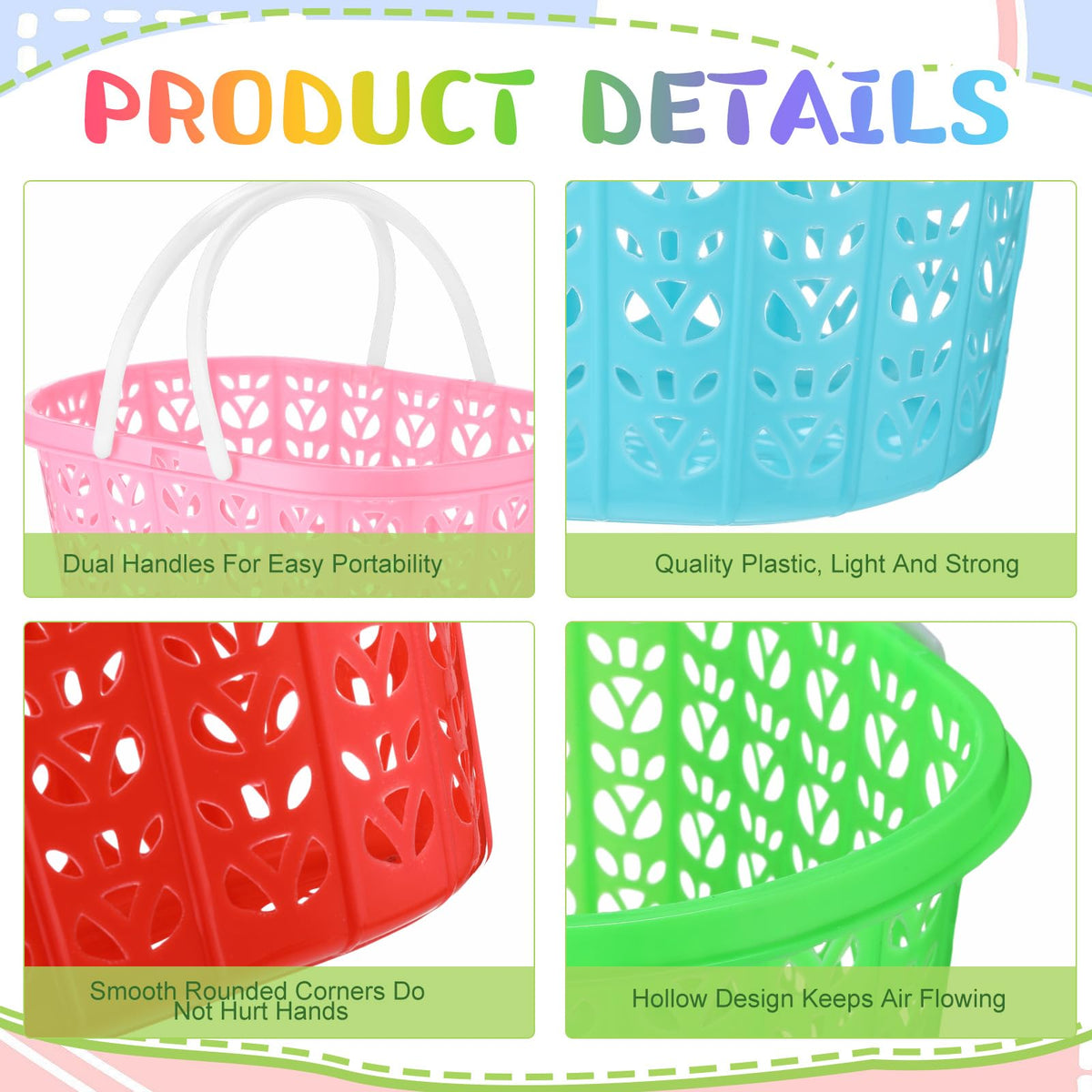 Wenqik bright-colored Easter baskets help kids spot treasures quickly