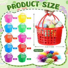 Wenqik Easter basket green with handle easy carry during family egg hunts
