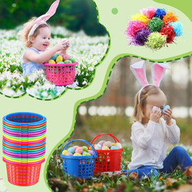 Wenqik Easter basket red with handle vibrant style for party favors