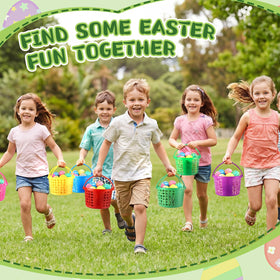 Wenqik Easter basket yellow with handle bright color for egg hunts