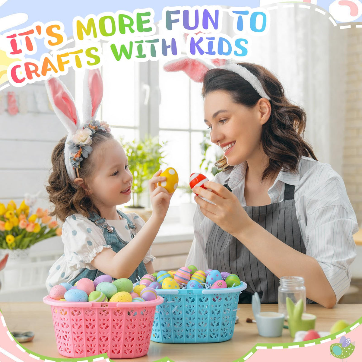 Wenqik durable plastic Easter baskets are reusable for future celebrations