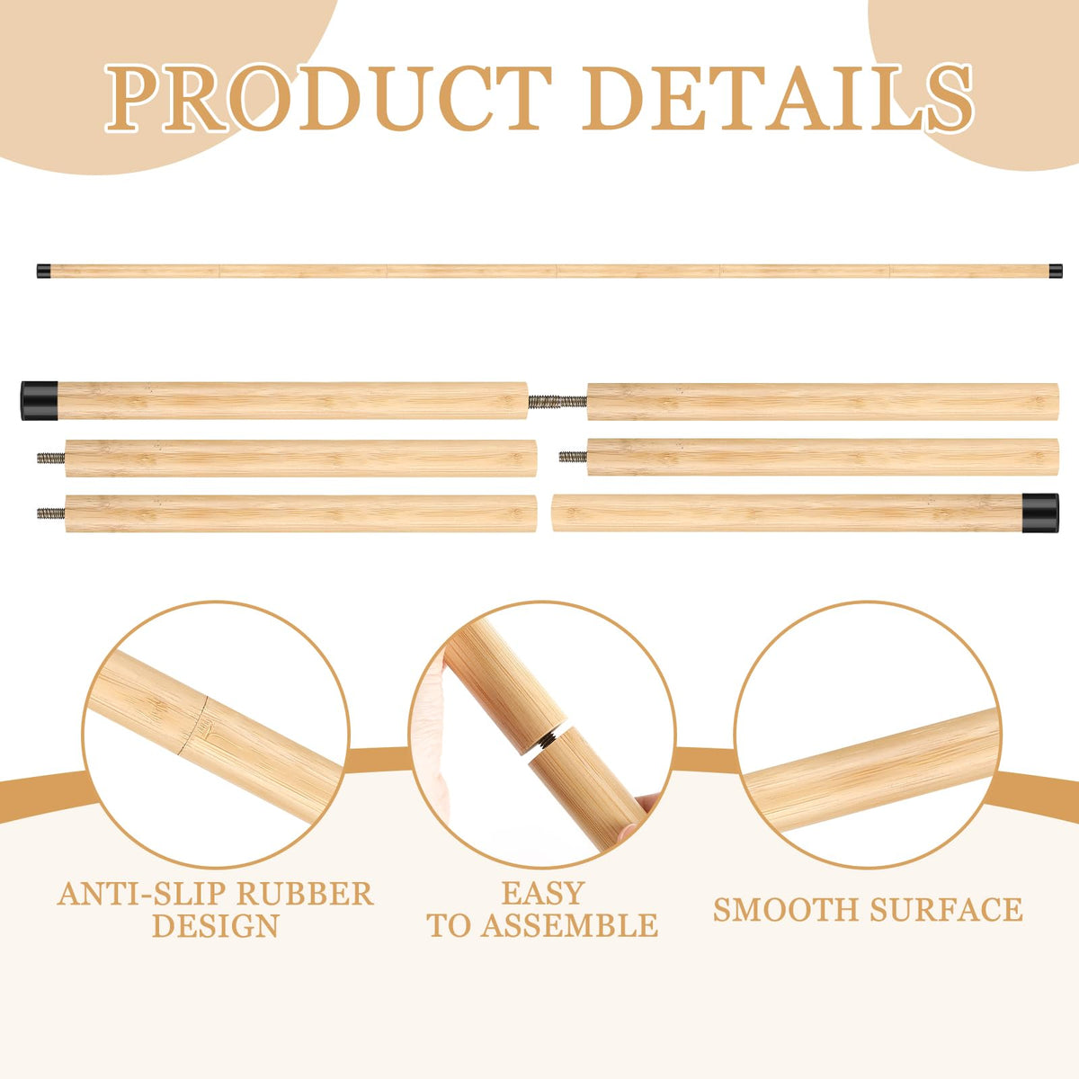 Wenqik retractable limbo stick with natural bamboo look for luau decor.