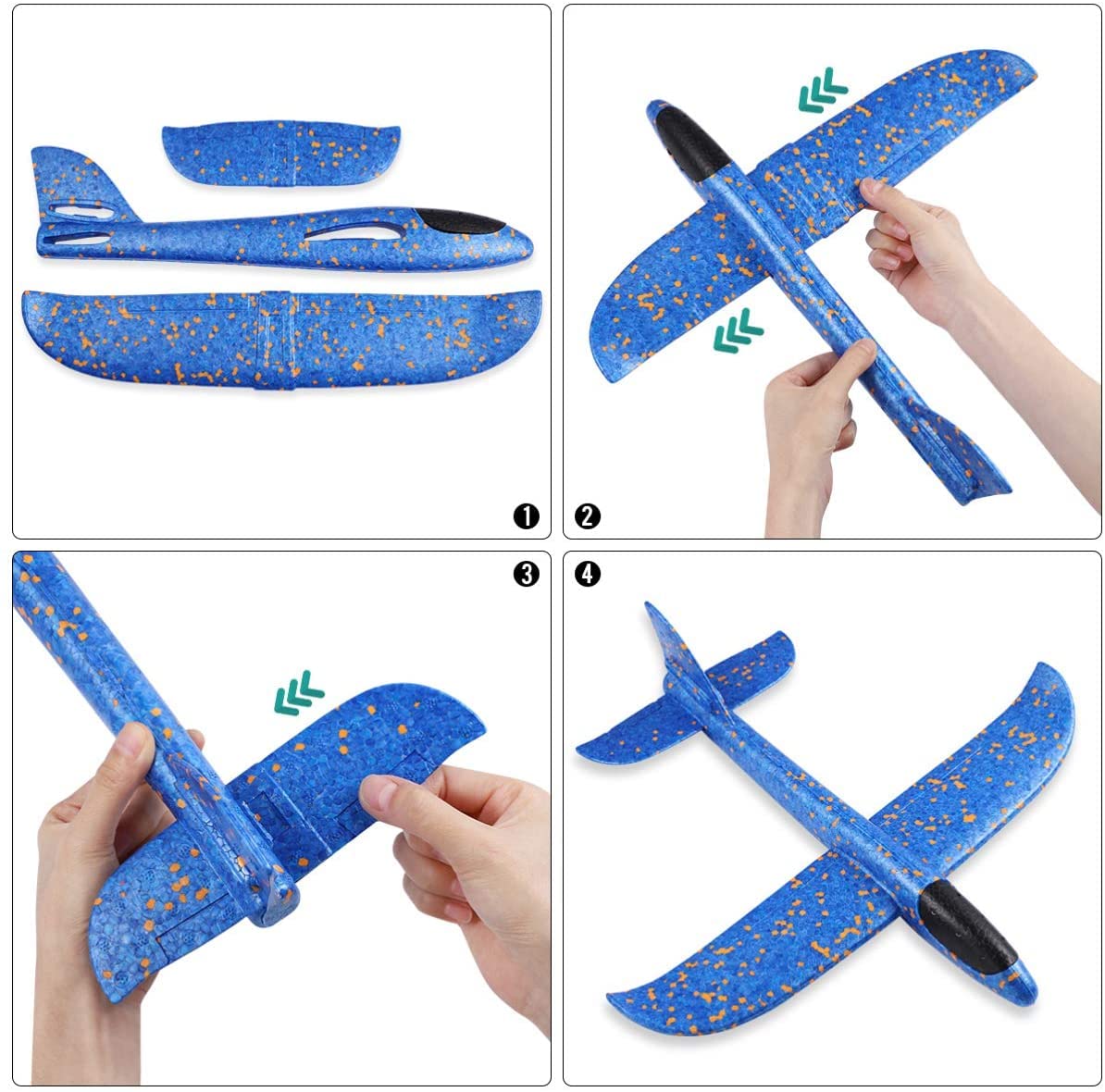 WenToyce foam airplane in reverse mode ready for a quick stunt