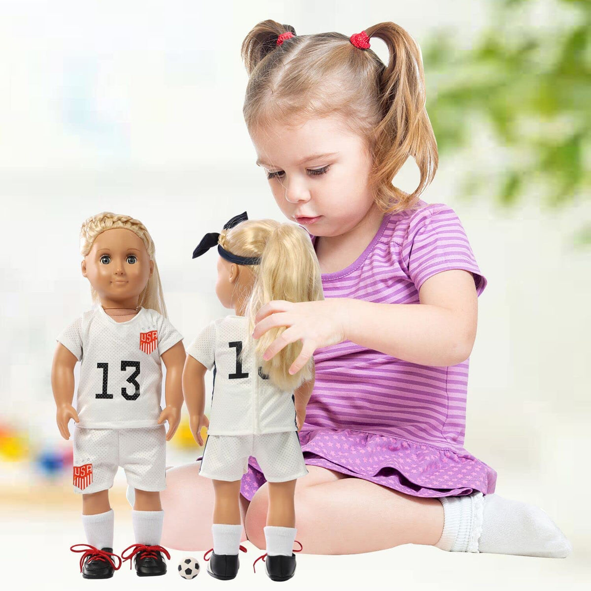 Wenzhuo football accessories for 18-inch dolls, versatile play options.