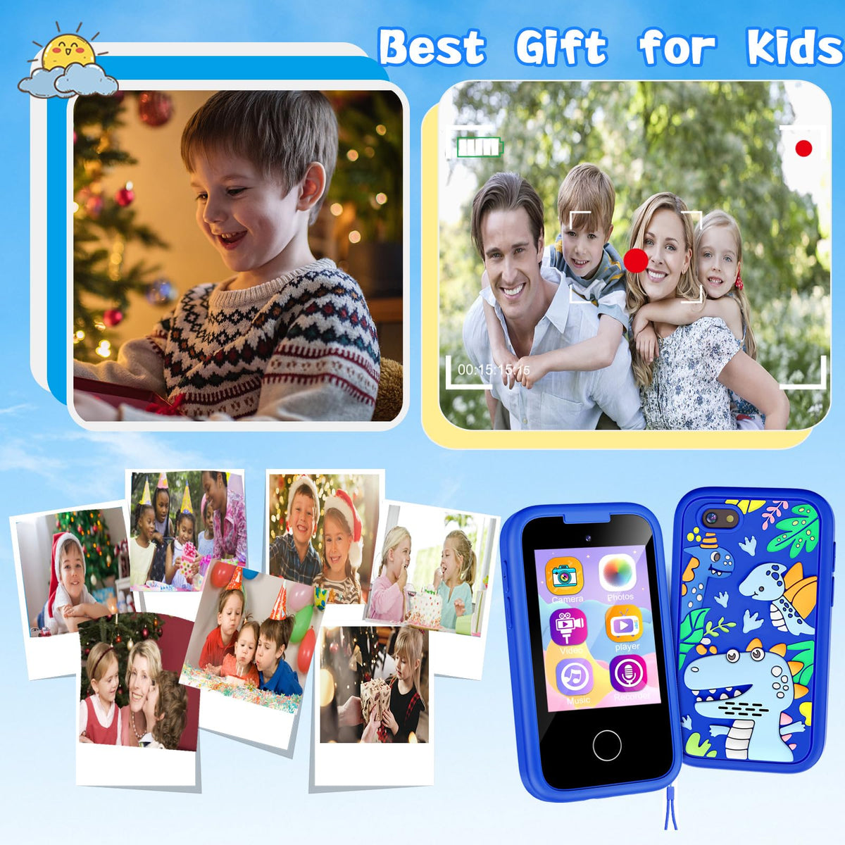 WEOLULI Kids Phone blue packaging indicates a ready gift set