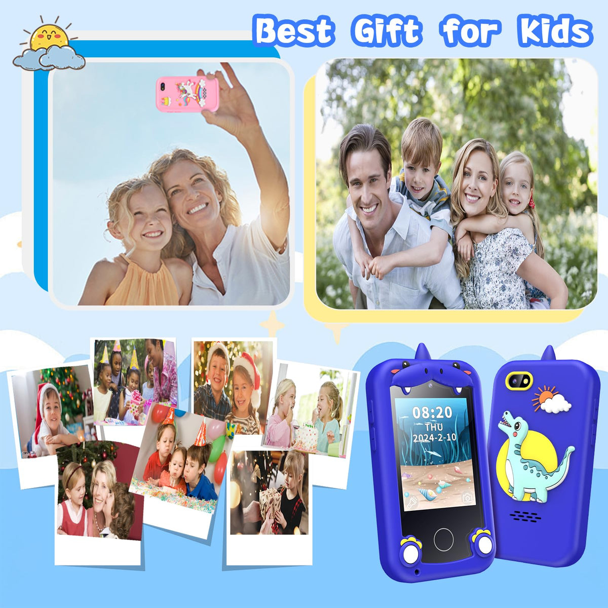 WEOLULI Kids Phone photo frames capture happy moments with family