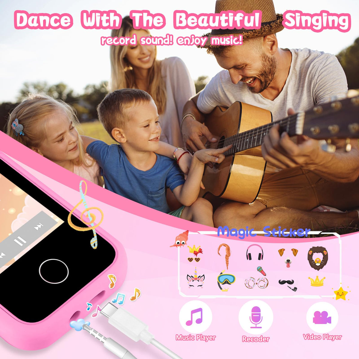 WEOLULI pink 8GB SD card expands space for music and photos.