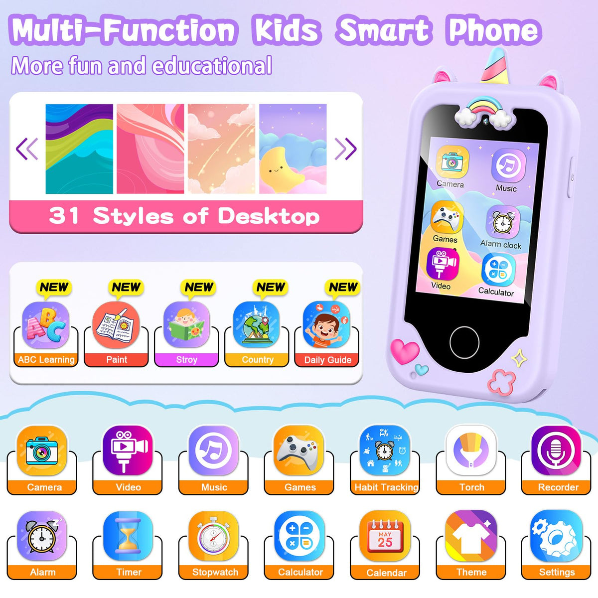 WEOLULI Kids Smart Phone child using it for education games.