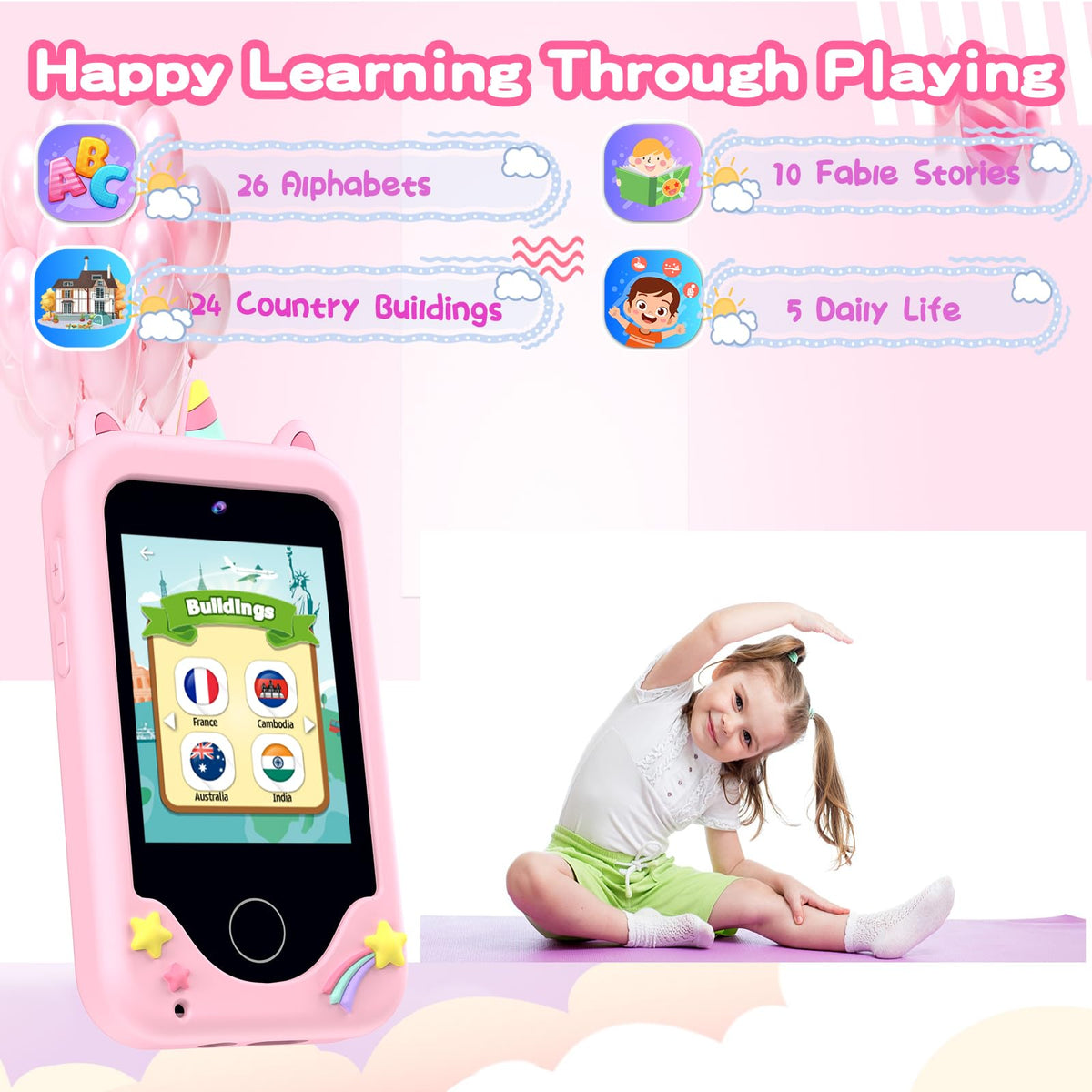 WEOLULI Kids Smart Phone drawing feature enables digital art on the toy screen.