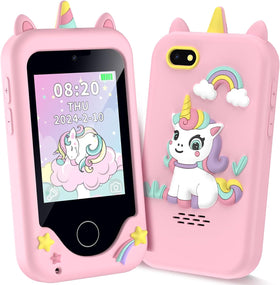WEOLULI Kids Smart Phone front view shows colorful, kid-friendly design for curious learners.