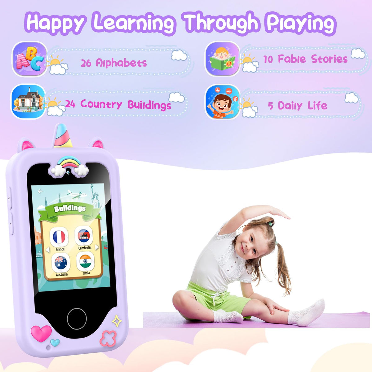 WEOLULI Kids Smart Phone selfie-mode scene promotes self-expression.