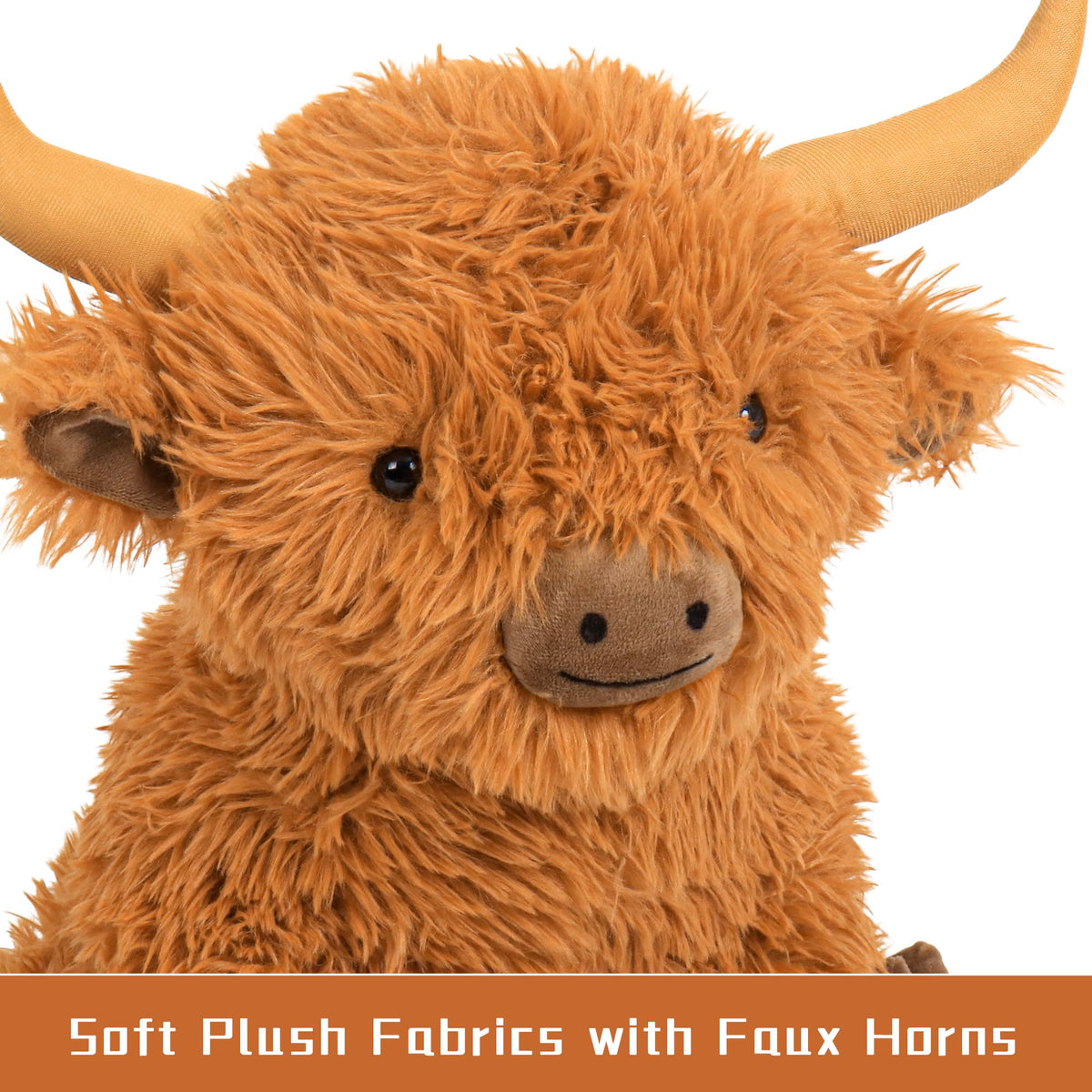 Wepop Highland Cow weighted plush, bedroom decor, cozy focal point for living spaces.