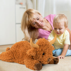 Wepop Highland Cow weighted plush, bedtime buddy for kids and adults.