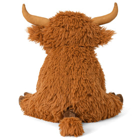 Wepop Highland Cow weighted plush, machine washable, easy cleaning routine.