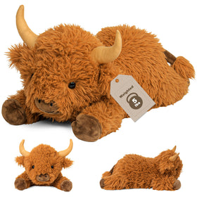 Wepop Highland Cow weighted plush, front view, cozy cuddle companion.