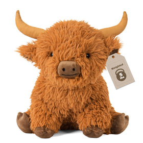 Wepop Highland Cow weighted plush, front view, ideal for cozy snuggles and comforting presence.