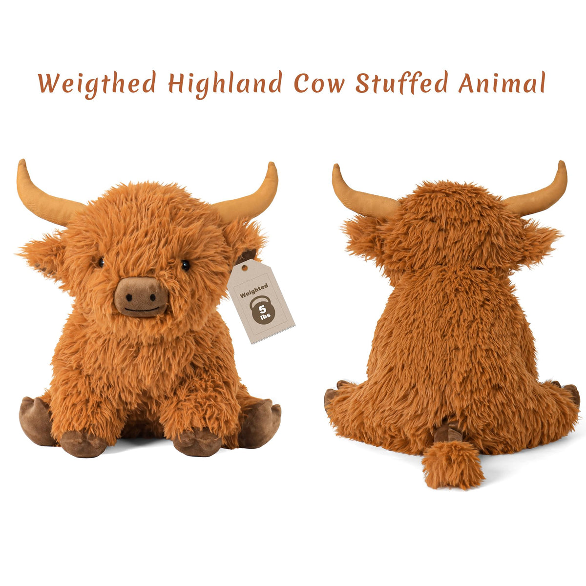 Wepop Highland Cow weighted plush, travel-ready companion, soft and easy to pack.
