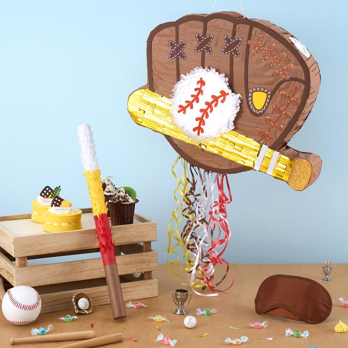 WERNNSAI baseball pinata baseball detail with white and red seams