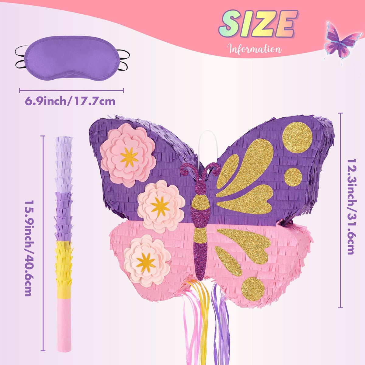 WERNNSAI butterfly pinata filling hole and capacity for treats